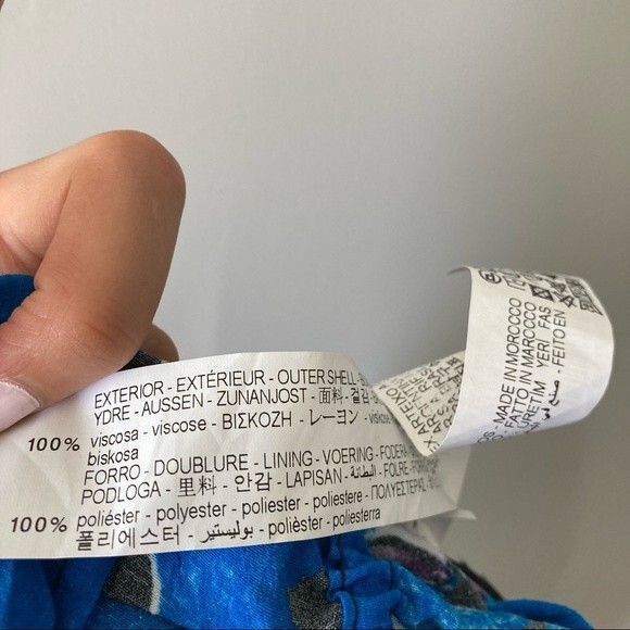 ZARA DRAPED PRINT DRESS Mid-blue 0/8334/4 Size XSmall - Picture 10 of 11